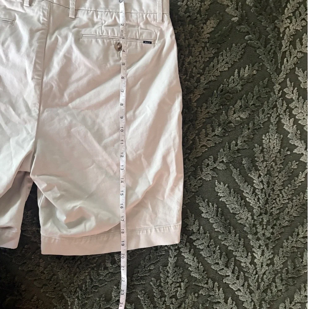 Polo Ralph Lauren Mens Chino Shorts Beige Khaki Flat Front Cotton Size 35 - Picture 4 of 4